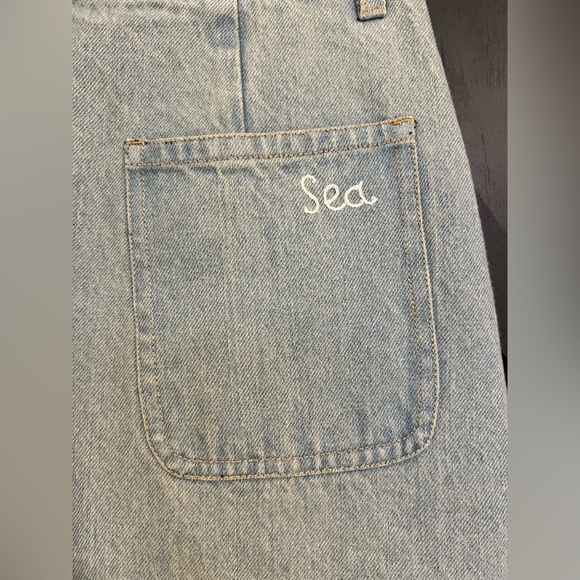 Sea Light Blue Embroidered Denim Midi Skirt - Picture 13 of 15